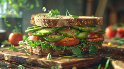 Poster - Panini Sandwich Healthy Avocado and Salad