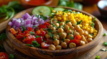 Poster - Vibrant Chickpea Delight Salad Bursting With Fresh Vegetables