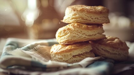 Poster - A close up of fresh scones with a shallow depth of field