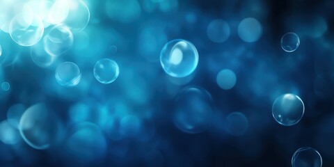 Poster - soft blue bokeh with floating bubbles