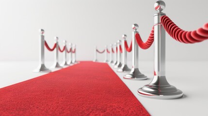 red carpet and barrier rope on white