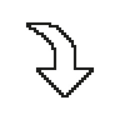 Fototapete - Downward Arrow Pixelated Icon. Pixel Art Symbol of a Direction, Navigation or Download Symbol. Arrow Pointing Down. Isolated Vector Illustration
