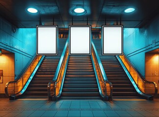 Aufkleber - Display of vertical advertisement posters at a Metro station in this mockup