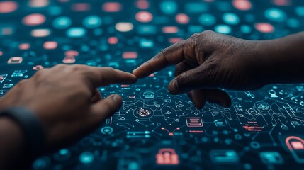 Poster - Digital integration in business, microchips, electronics, automation, internet of things.