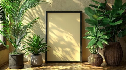 Aufkleber - Mockups and illustrations on an empty framed canvas