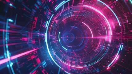 Fototapete - technology, radar, light, space, illustration, fractal,