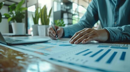 Aufkleber - Business people are analyzing business finance and investment charts and discussing the marketing growth strategy of their companies.