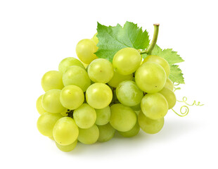 Wall Mural - fresh green grape cluster isolated on white background.