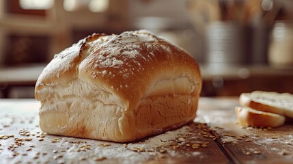 Aufkleber - Close up of a loaf of freshly baked homemade bread on the table Whole grain white bread Healthy food bread on sourdough Close up