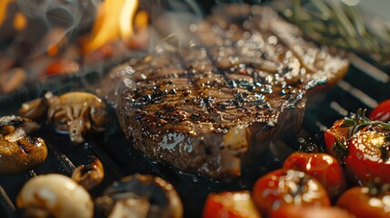 Poster - Perfectly Undercook Grilled Steak with Veggies