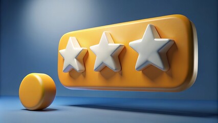 3D illustration of a five-star rating review, representing customer feedback and positive quality in business marketing.