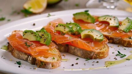 Poster - Toasts with avocado and smoked salmon