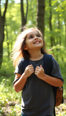 Young Girl Enjoying a Day in the Forest isolated with white highlights, png