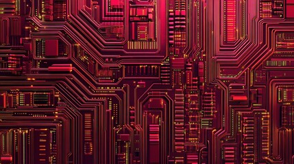 Poster - Abstract Circuit Board Background with Red Tones