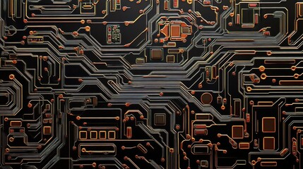 Poster - Abstract Circuit Board Design with Bright Elements