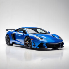 A blue sport car parking on white background. Luxury, cool. 