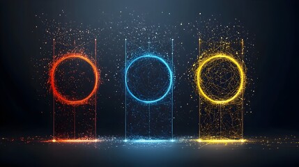 Poster - Captivating and hypnotic glowing mesh line mandala patterns with vibrant color gradients that create a visually stunning and transcendent digital art design
