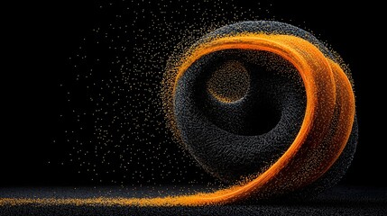 Poster - Captivating image of a shofar horn emitting a powerful blast with mesh like trails accentuating the dynamic movement and energy of the sound  The spiral shape and monochrome aesthetic create a modern