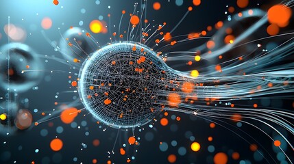 Leinwandbilder - Dynamic light paths and trails simulating the movement and flow of particles within a particle collider or accelerator experiment  The image showcases an abstract