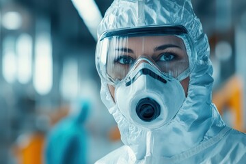 Poster - Healthcare professional in protective gear at a laboratory during a research project