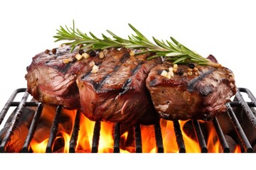 Canvas Print - Grilling meat cooking steak beef.