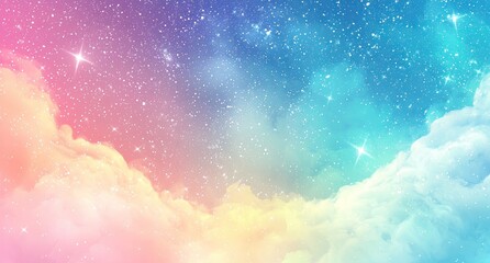 Wall Mural - pastel-colored dreamy nebula with sparkles generative ai