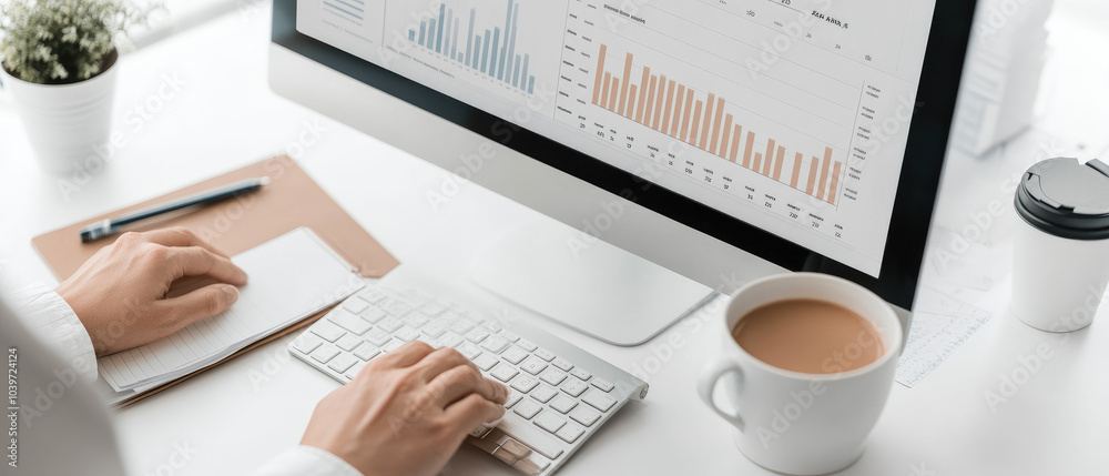 Business Analyst Evaluating Benchmarking Data from Above, Insightful ...
