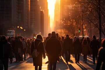 Poster - People walking sunlight street adult.