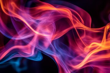 Wall Mural - Vibrant smoke dance with flowing colors. This stunning abstract image showcases the beauty of light and motion. Perfect for backgrounds or art projects. Generative AI