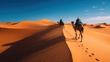 Poster - photography of camel in desert landscape .