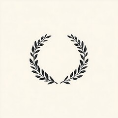 Aufkleber - A simple black laurel wreath on a white background.