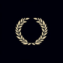 Poster - A simple golden laurel wreath on a black background.