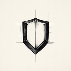 Aufkleber - A simple drawing of a shield on a white background.
