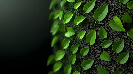 Aufkleber - Mesmerizing digital of a glowing interconnected mesh pattern following the spread of lush verdant ivy across an architectural wall surface