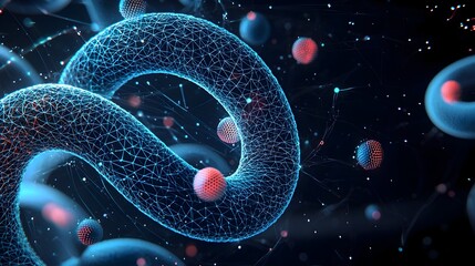Poster - Mesmerizing Glowing Fractal Mesh in Neon Abstract Digital Art  Captivating dynamic and fluid digital artwork with energetic vibrant and shimmering neon colors and fractal shapes