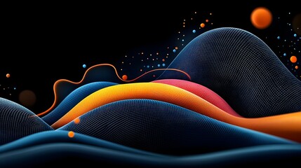 Aufkleber - Mesmerizing Glowing Liquid Gradient Curves Flowing in Seamless Waves of Vibrant Neon Hues   Abstract Digital Art Background with Hypnotic Futuristic Mesh Patterns and Ethereal Luminous Gradients