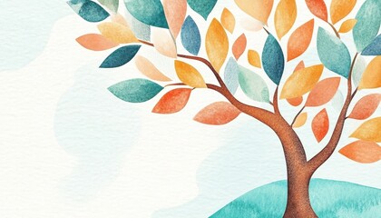 Wall Mural - A family tree painted with watercolors, which is the embodiment of hereditary values