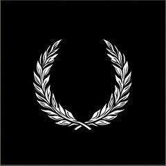 Poster - A white laurel wreath on a black background.