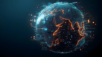 Poster - Visually striking glowing low polygon mesh globe perfect for creating elegant digital maps data visualizations and infographic designs