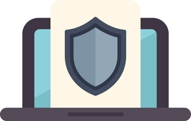 Poster - Laptop displaying a security shield icon, representing the concept of data protection and digital security