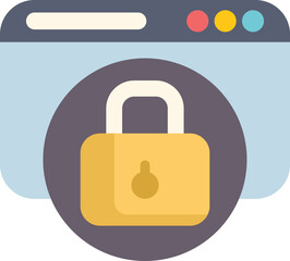 Poster - graphic depiction of a secure internet browser window, featuring a prominent padlock icon symbolizin