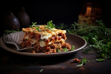 Canvas Print - Italian food lasagna meat bolognese sauce.