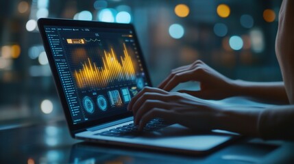 Poster - Analytics and Data Insights at Night with Laptop