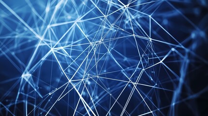 Abstract Blue Geometric Network Pattern  Lines and Dots Background