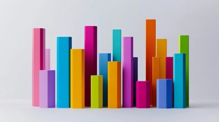 Fototapete - Colorful Bar Graphs in a Modern Display