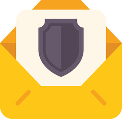 Poster - Open yellow envelope with a shield icon on a letter, representing secure email and data protection