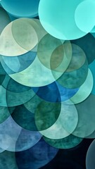 Poster - Colorful abstract circles create a soothing underwater effect in vibrant blue and green hues