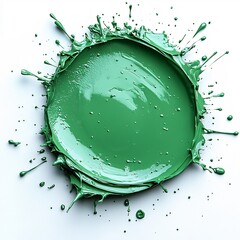 Poster - bold green paint splash isolated on a pure white background the stain is rich and textured with live