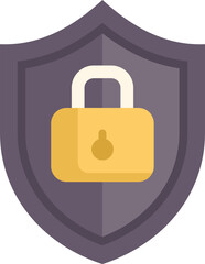 Poster - simple vector illustration of a shield protecting with a padlock, concept of data protection and sec