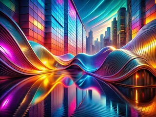 Poster - Abstract Colorful Glossy Future Wave Background for Urban Exploration Photography